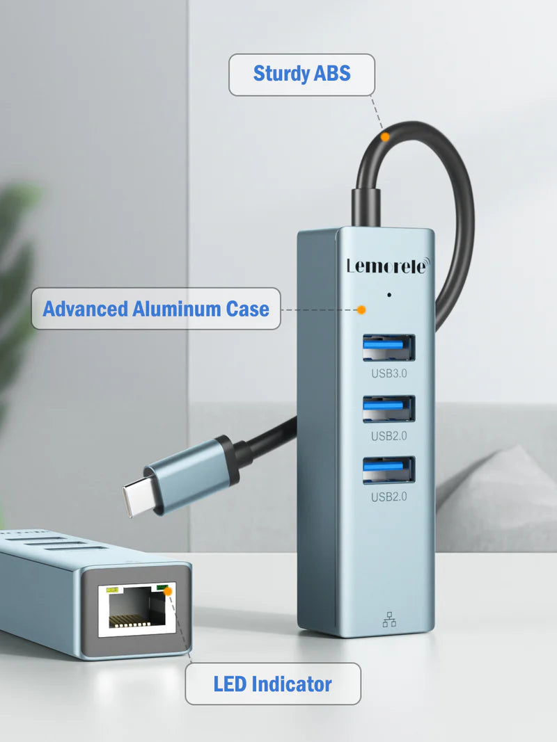 USB C to Ethernet Adapter 4-in-1【#TC43】Lemorele Kenya