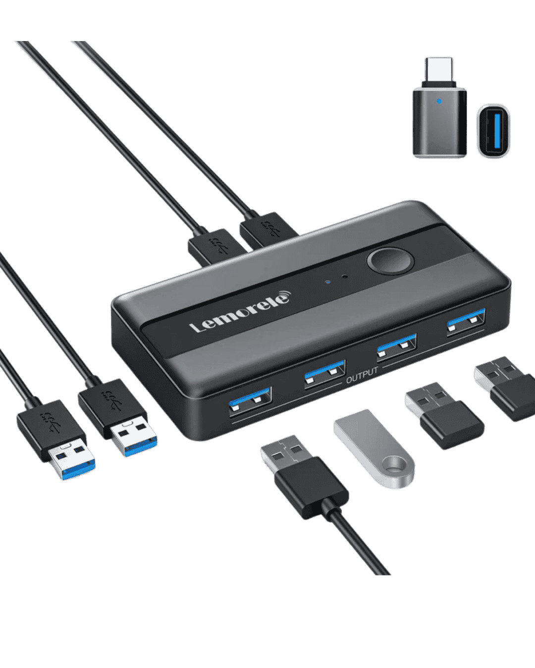 Lemorele USB 3.0 Switch Selector 2 Computers Sharing 4 USB Devices 4-Port USB Peripheral KVM Switcher Box for PC【H5】Lemorele Kenya