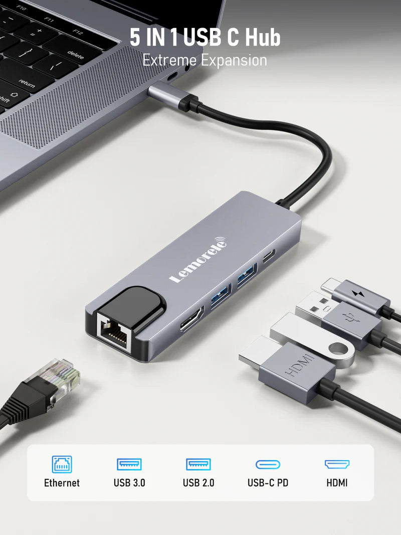 Lemorele 5 in 1 USB-C Hubs【TC15-PLUS】Lemorele Kenya