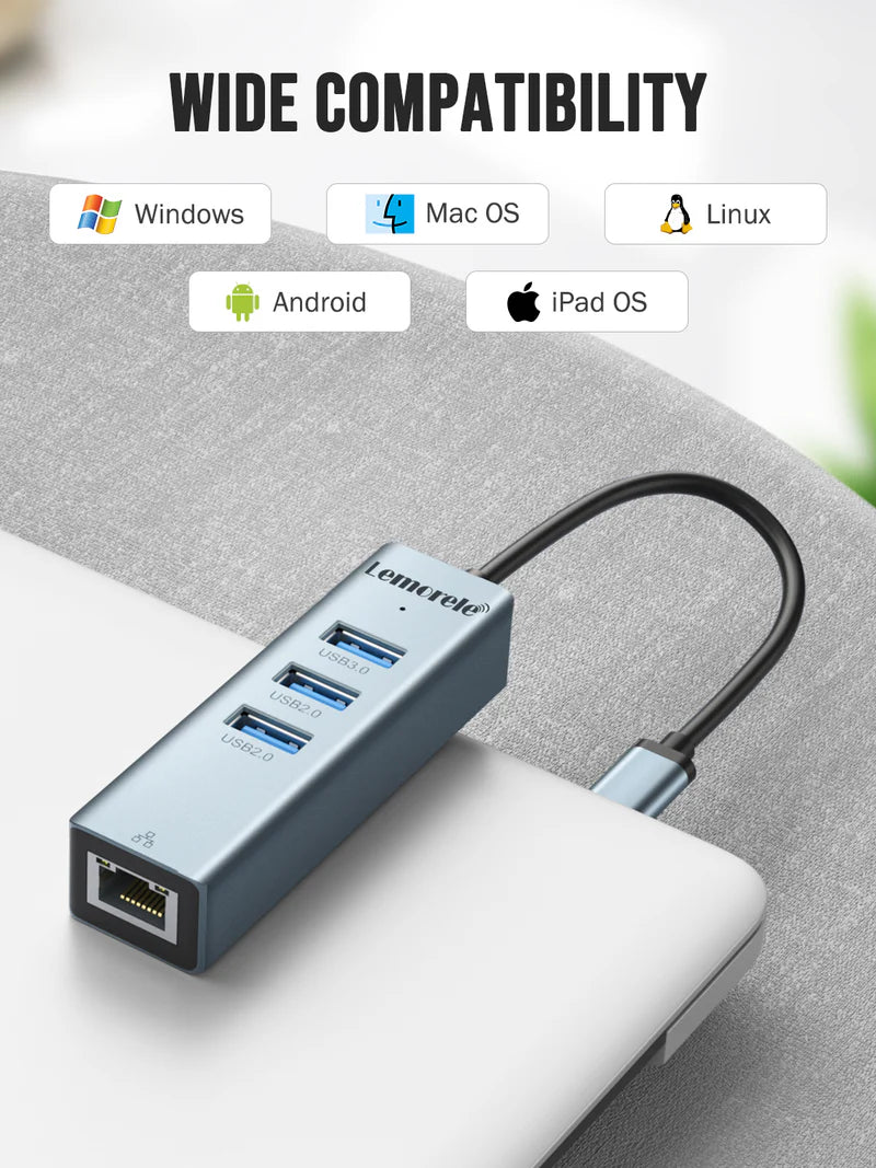 USB C to Ethernet Adapter 4-in-1【#TC43】Lemorele Kenya